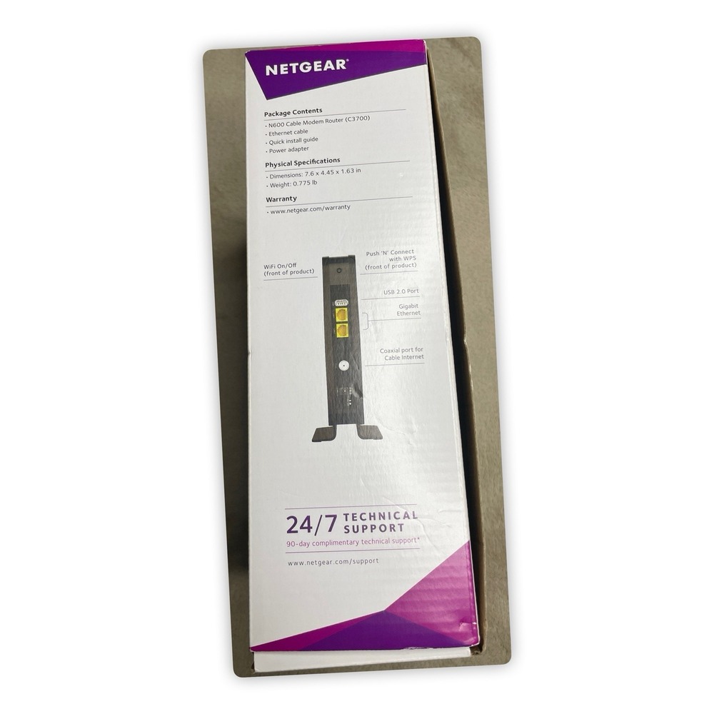 NETGEAR N600 C3700 WiFi Cable Modem Router - Built-In DOCSIS 3.0 Cable Modem - Picture 4 of 12
